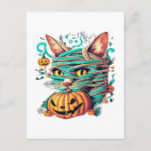Grappige Mummie Kat Halloween Informatiekaartje (Achterkant)