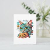 Grappige Mummie Kat Halloween Informatiekaartje (Staand voorkant)