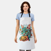 Grappige Mummie Kat Halloween Schort (Gedragen)