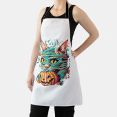 Grappige Mummie Kat Halloween Schort (Insitu)