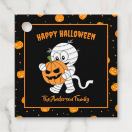 Grappige mummie lopen met Halloween pompoen partij Bedankjes Labels