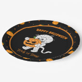 Grappige mummie lopen met Halloween pompoen partij Papieren Bordje (Gekanteld)
