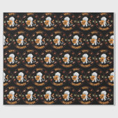 Grappige mummie lopen met pompoen Halloween Party Cadeaupapier (Vlak)