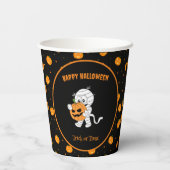 Grappige mummie lopen met pompoen Halloween Party Papieren Bekers (Achterkant)