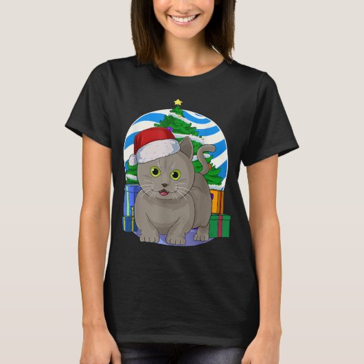 Grappige Munchkin Kat Kerstmis Boom Decor T-shirt (Voorkant)