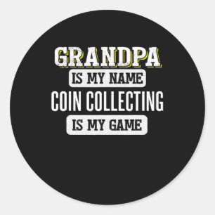 Grappige munten verzamelen cadeau voor opa Vaderda Ronde Sticker