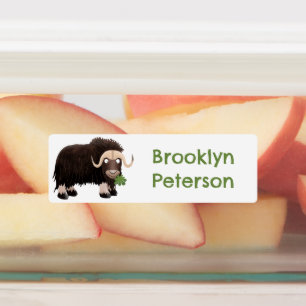 Grappige muskusos cartoon gepersonaliseerd labels