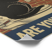 Grappige muurkunst - poep je? Kat op het toilet Poster (Hoek)