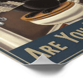 Grappige muurkunst - poep je? Kat op het toilet Poster (Hoek)