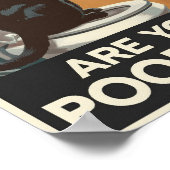 Grappige muurkunst - poep je? Kat op het toilet Poster (Hoek)