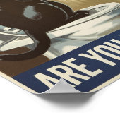 Grappige muurkunst - poep je? Kat op het toilet Poster (Hoek)