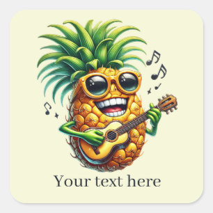 Grappige muziek die ananas speelt vierkante sticker