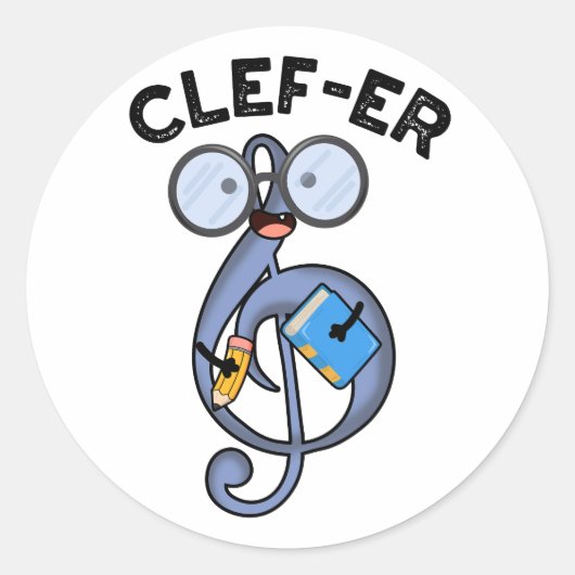 Grappige muziek grap Clef-er Ronde Sticker (Voorkant)