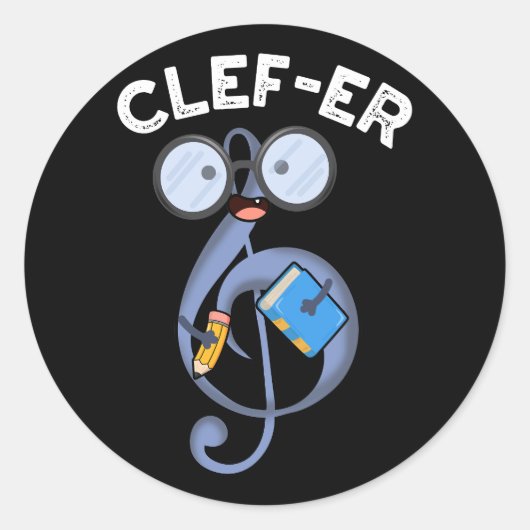 Grappige muziek grap Clef-er Ronde Sticker (Voorkant)