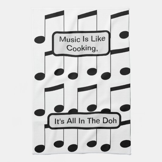 Grappige muziek is als koken, theedoek (Verticaal)