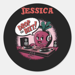 Grappige muziek laat de biet vallen ronde sticker