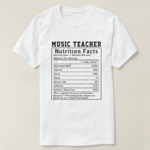 Grappige Muziekleraar Voedingsfeiten School Muziek T-shirt