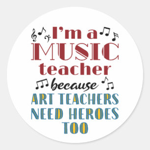 Grappige muziekleraren helden citaat ronde sticker