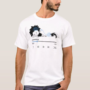 Grappige Muziekspeler met Overdenkende Kat Aesthet T-shirt