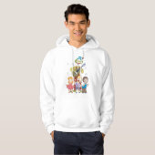 Grappige muzikale clown met dansende kinderen hoodie (Voorkant volledig)
