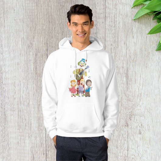 Grappige muzikale clown met dansende kinderen hoodie