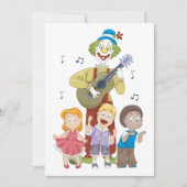 Grappige muzikale clown met dansende kinderen kaart (Voorkant)