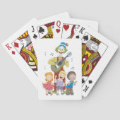 Grappige muzikale clown met dansende kinderen pokerkaarten (Achterkant)