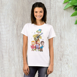 Grappige muzikale clown met dansende kinderen t-shirt