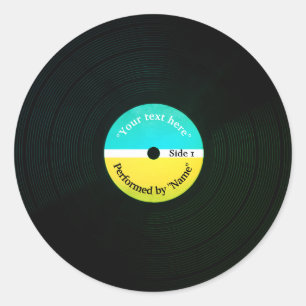 Grappige muzikale cover vinyl plaat bord cover ronde sticker
