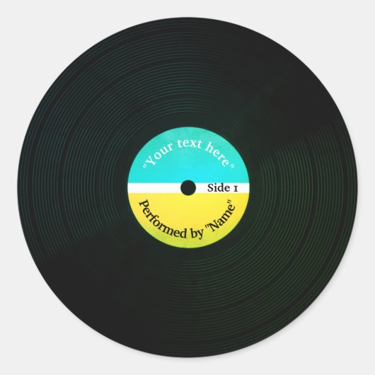 Grappige muzikale cover vinyl plaat bord cover ronde sticker (Voorkant)