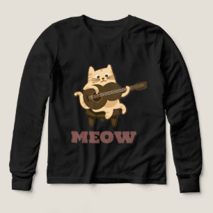Grappige Muzikale Kat Spelen Gitaar Zwart T-shirt