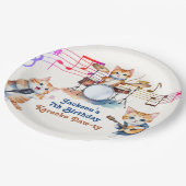 Grappige Muzikale Katten Karaoke Kids Verjaardagsf Papieren Bordje (Gekanteld)