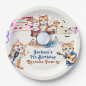 Grappige Muzikale Katten Karaoke Kids Verjaardagsf Papieren Bordje (Voorkant)