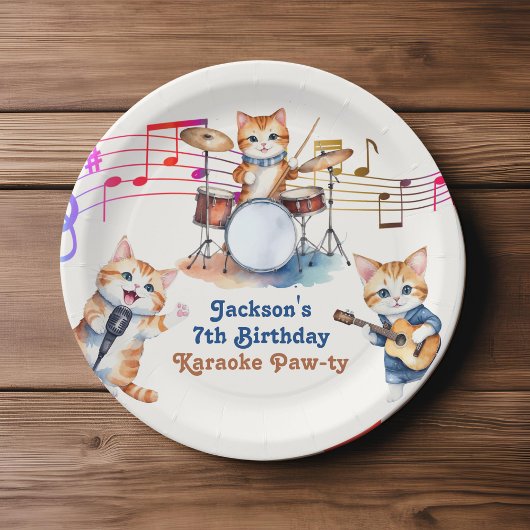 Grappige Muzikale Katten Karaoke Kids Verjaardagsf Papieren Bordje