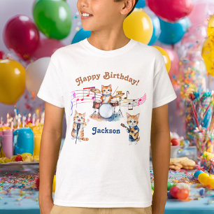 Grappige Muzikale Katten Karaoke Kids Verjaardagsf T-shirt
