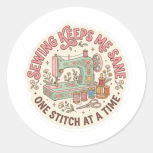 Grappige Naai Sticker - Vintage Machine Eén Steek