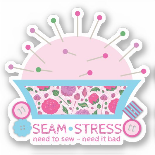 Grappige naaiende quiltkussen sticker (Voorkant)