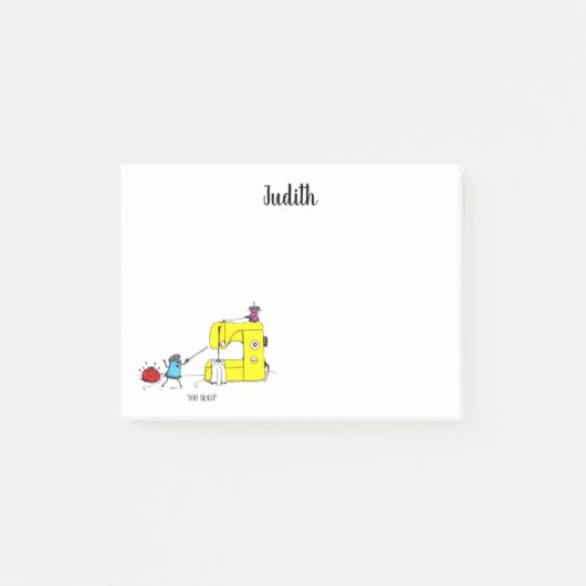 Grappige naaimachine Cartoon Post-it® Notes (Voorkant)