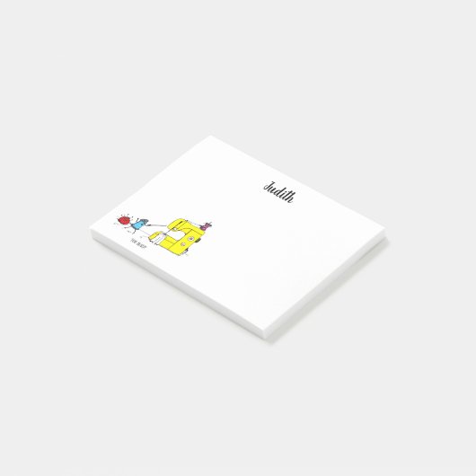Grappige naaimachine Cartoon Post-it® Notes (Schuin)