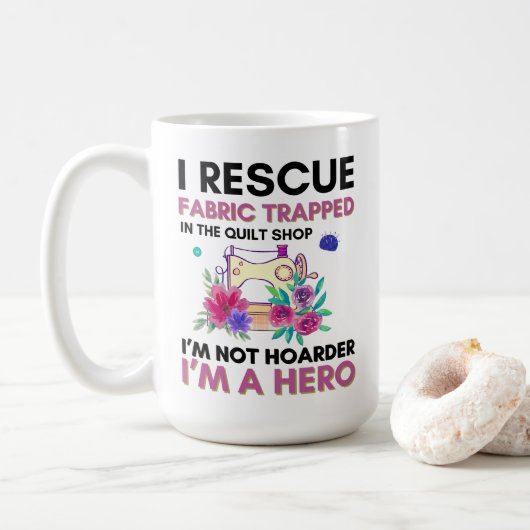 Grappige naaiofferte  bloemennaaimachine koffiemok (Met donut)