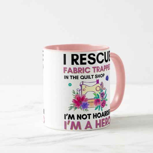 Grappige naaiofferte  bloemennaaimachine mok (Voorkant rechts)