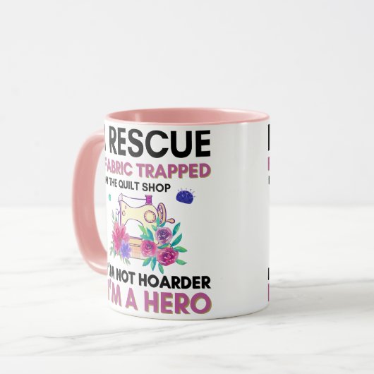 Grappige naaiofferte  bloemennaaimachine mok (Voorkant links)