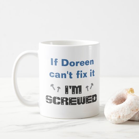 Grappige naam Fix It Verknoeid Mok : Blauw Grijs (Met donut)