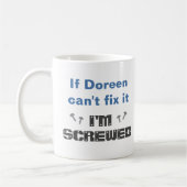 Grappige naam Fix It Verknoeid Mok : Blauw Grijs (Links)