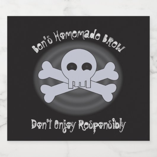 Grappige naam zelfgemaakt bier schedel zwart brouw bier etiket (Enkel label)