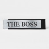 Grappige naamplaat voor op het bureau "De Baas" - (Voorkant)