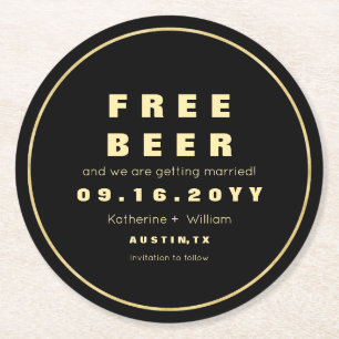 Grappige Nabootsing Gouden Gratis Bier Bewaar De D Ronde Kartonnen Onderzetter