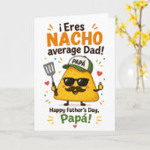 Grappige Nacho Gemiddelde Papa Tweetalige Vaderdag Kaart (Gele Bloem)