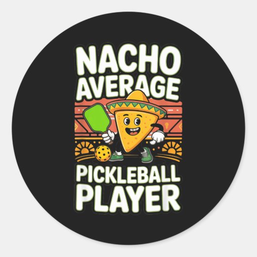 Grappige nacho gemiddelde pickleball speler mexica ronde sticker (Voorkant)