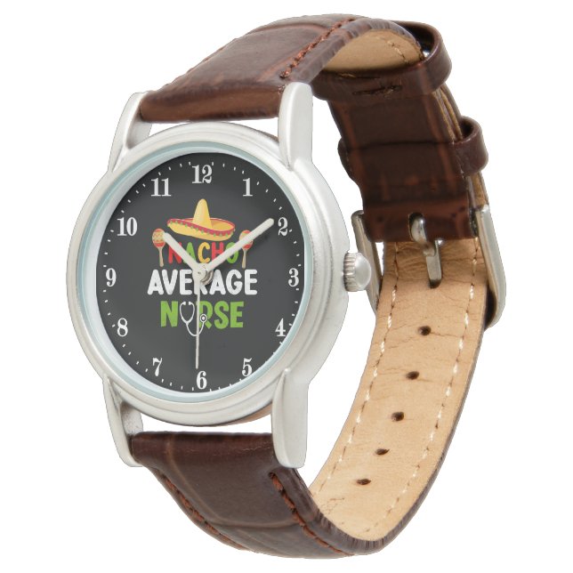 Grappige nacho gemiddelde verpleegkundige horloge (Gekanteld)